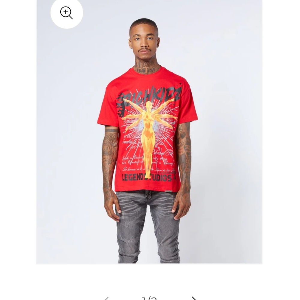 Rich Kids Legend Studio Red Graphic Tee (BNWT, Size L) – Rare AOP Print